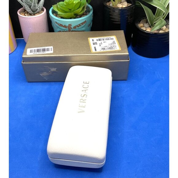 Versace Accessories - Versace White Leather Hard Clamshell Eyeglass Case